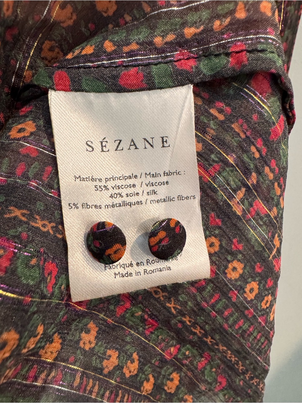 NEW Sezane Celine Button Front Floral Blouse, Size 36/US 4 - Picture 11 of 14